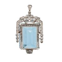 Aquamarine, Diamond, and Platinum Pendant