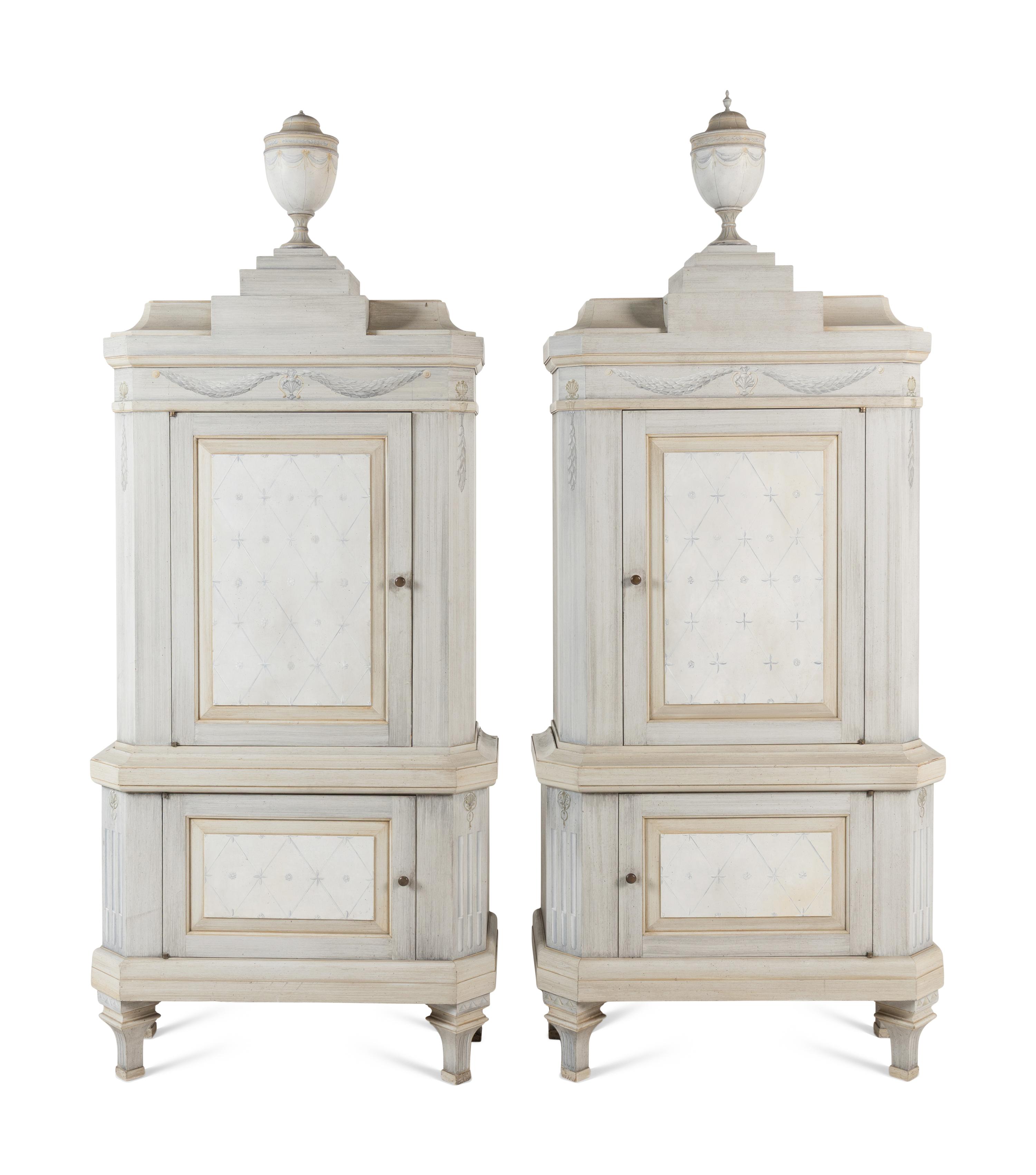 A Pair of Swedish Neoclassical Style Painted Cabinets