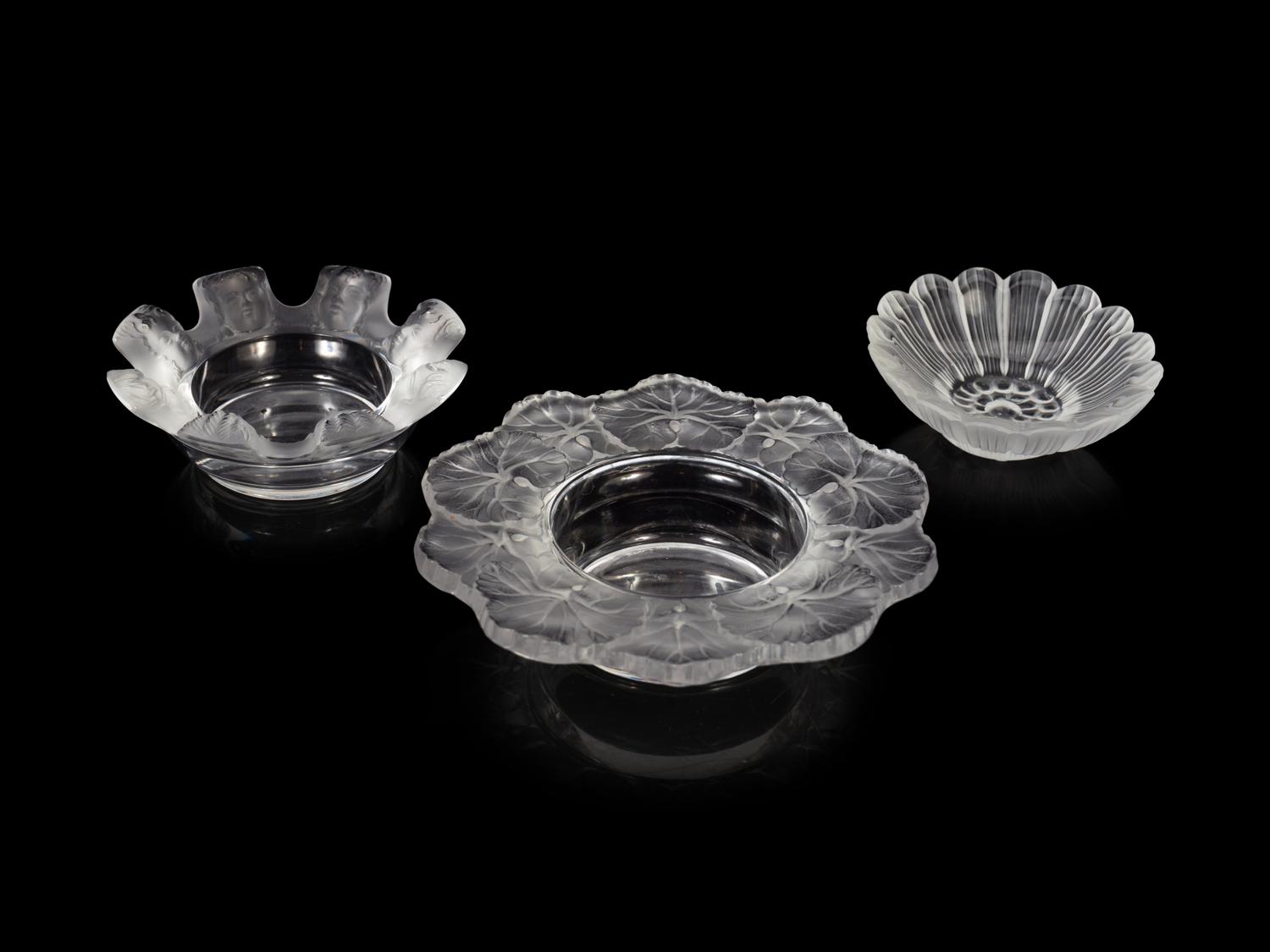 Three Lalique Ash Receivers