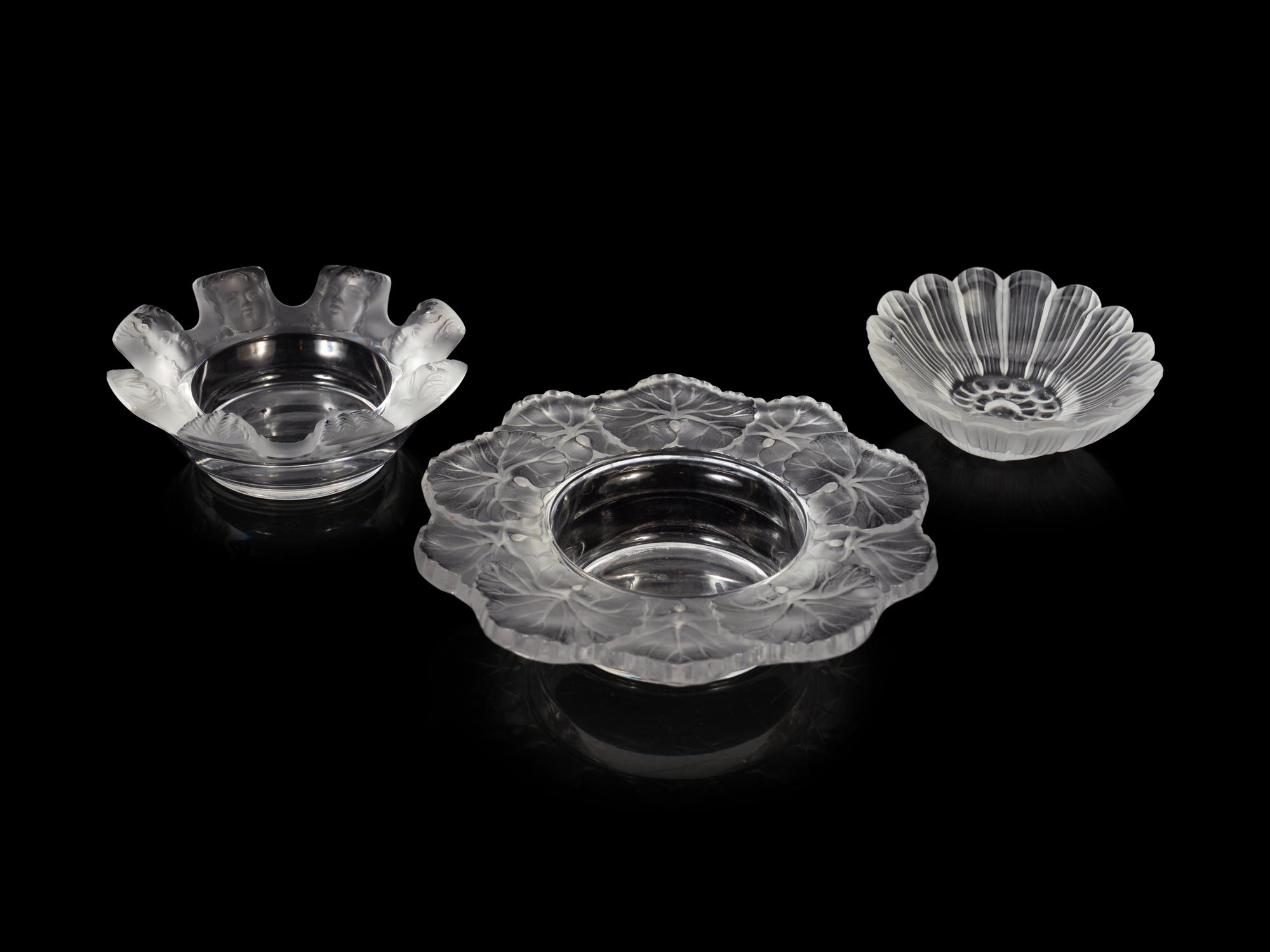 Three Lalique Ash Receivers