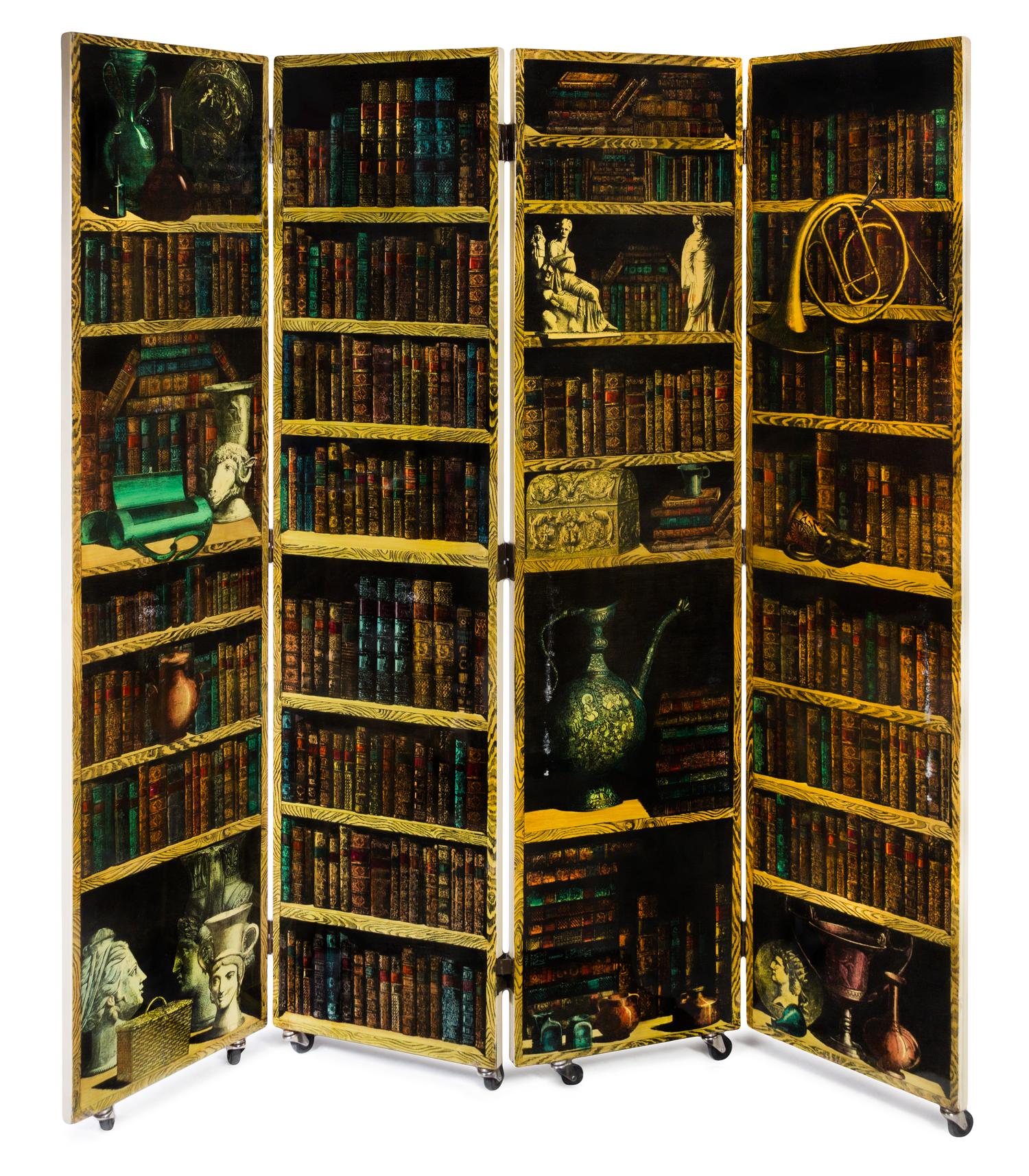 Piero Fornasetti (Italian, 1913-1988), FORNASETTI MILANO, c. 1950s, Bosco con Balaustra four-panel folding screen folding screen