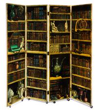 Piero Fornasetti (Italian, 1913-1988), FORNASETTI MILANO, c. 1950s, Bosco con Balaustra four-panel folding screen folding screen