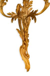 A Pair of Louis XV Style Gilt-Bronze Three-Light Sconces