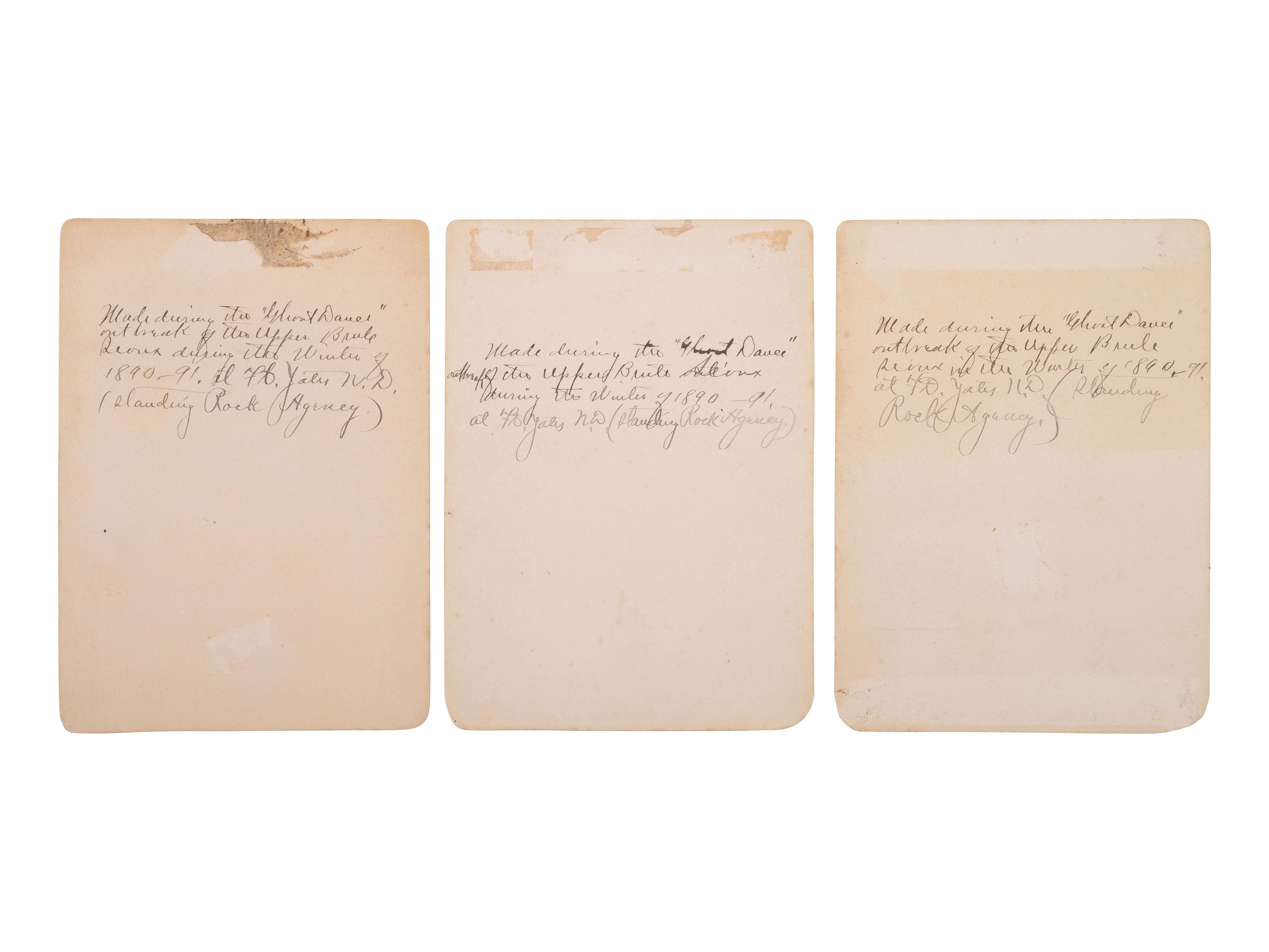 [SCOTT, George W. (1854-1910), photographer]. A group of 3 cabinet cards of Sioux Indians, incl. Chief Gall and Long Dog.