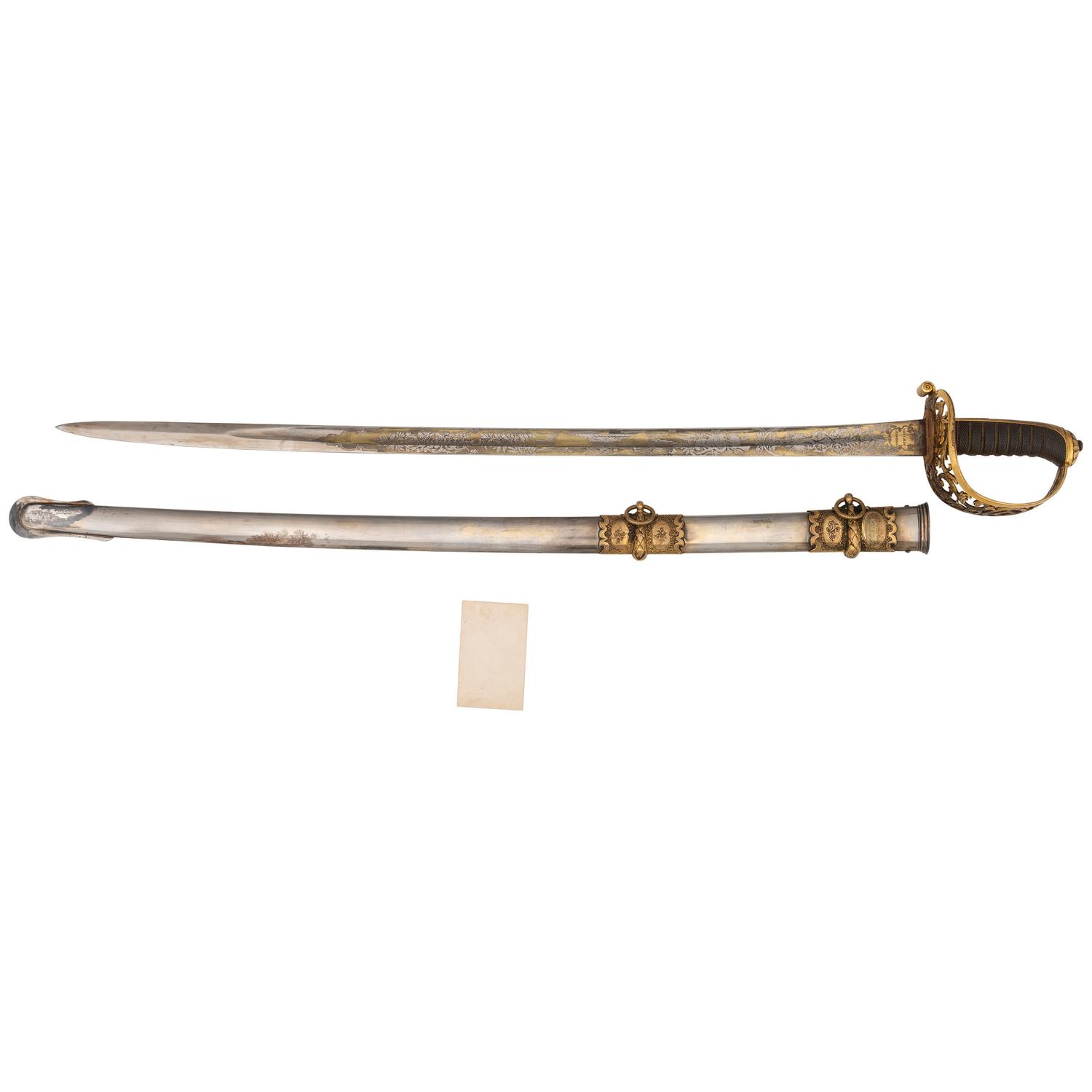 Tiffany British Pattern 1854 Cavalry Officers Presentation Saber of Major (later General) Alfred Duffie - Captured by Mosby