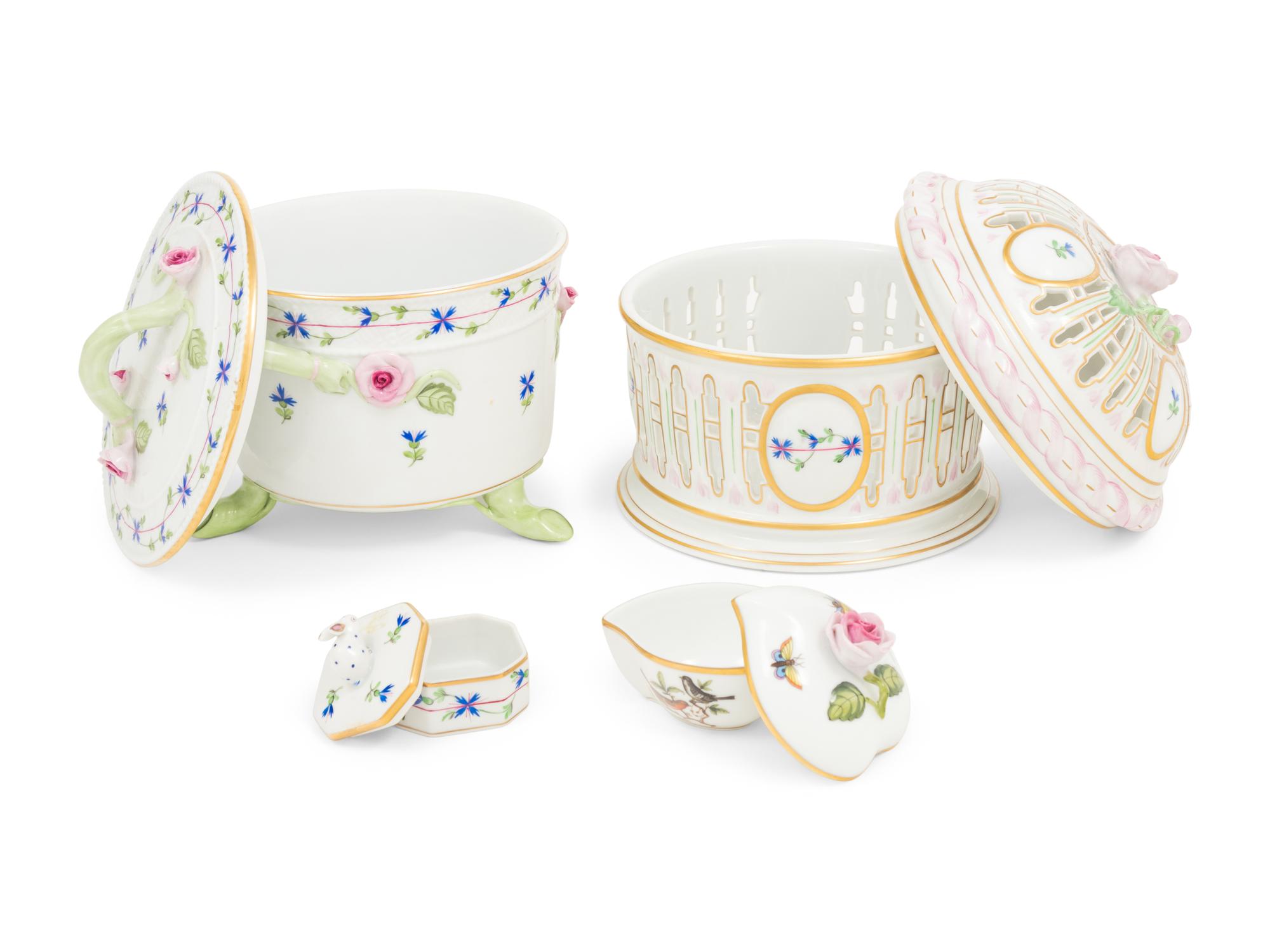 A Group of Herend Porcelain Table Articles