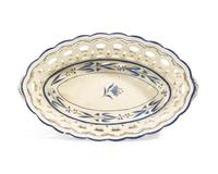 A Wedgwood Enamel Decorated Creamware Oval Basket