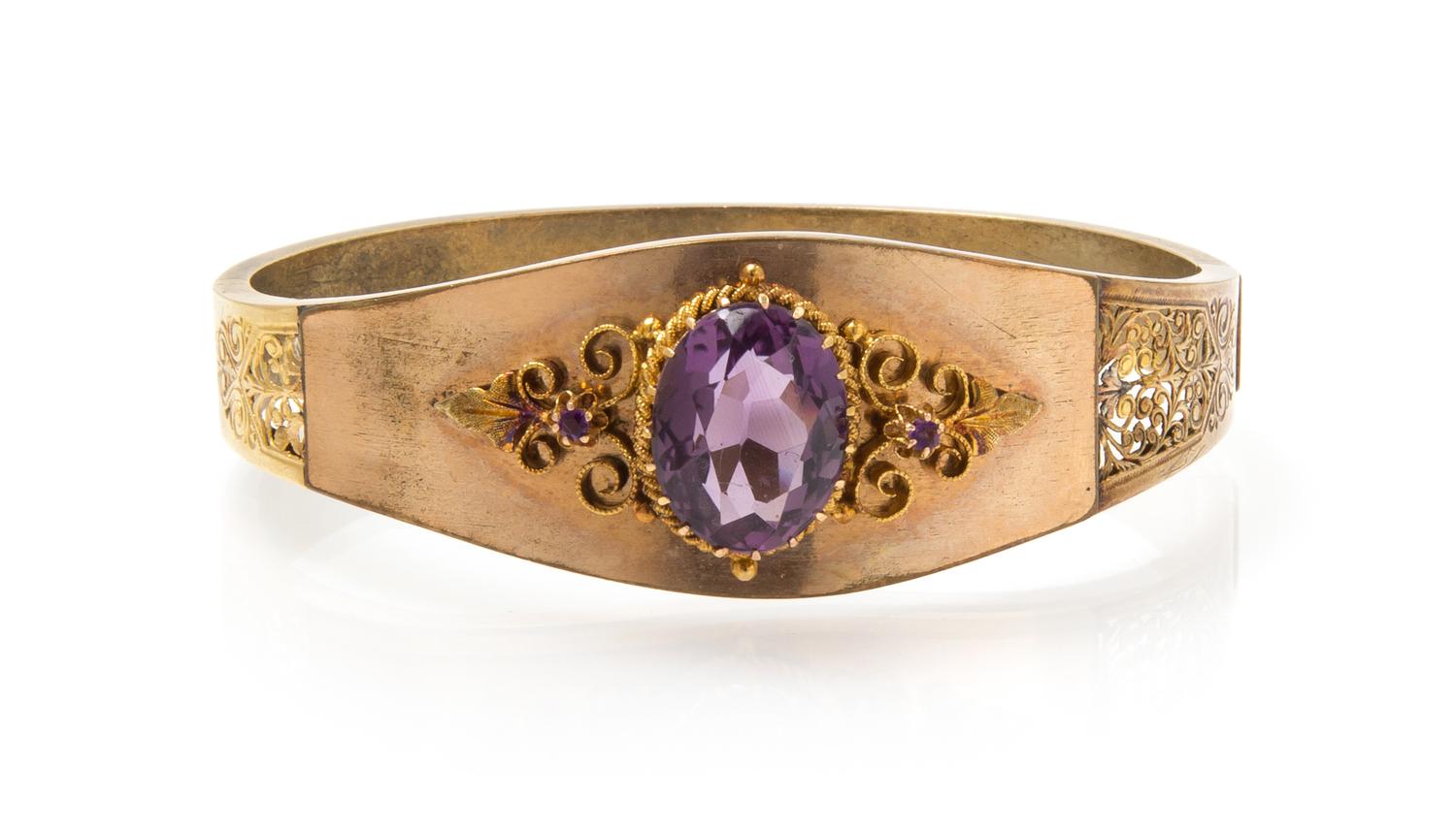 A Victorian Amethyst Bangle Bracelet, 10.90 dwts.
