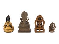 Four Asian Bronze Figures of Bodhisattva