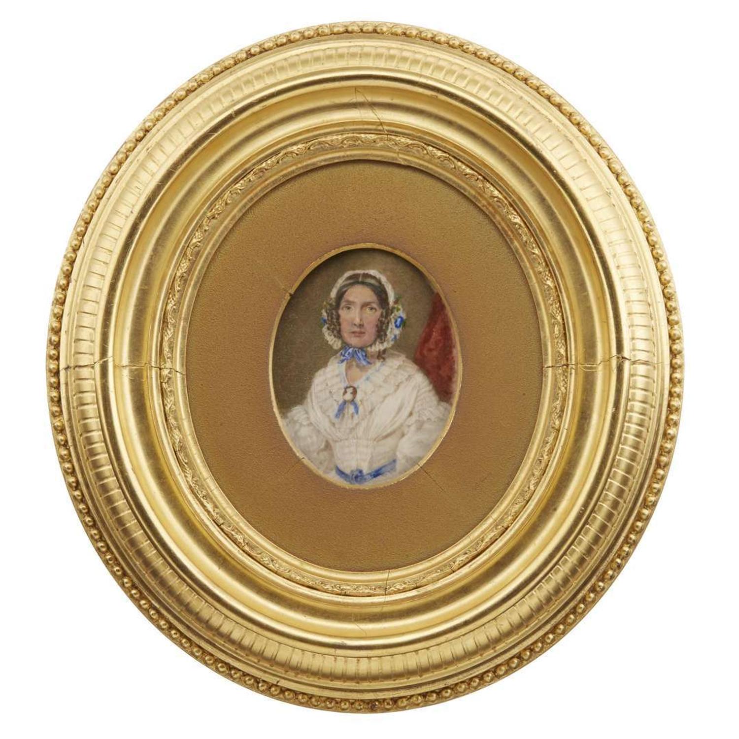 George Lethbridge Saunders (English, 1807-1863) Pair of portrait miniatures: Dr. and Mrs. John Kearsley Mitchell