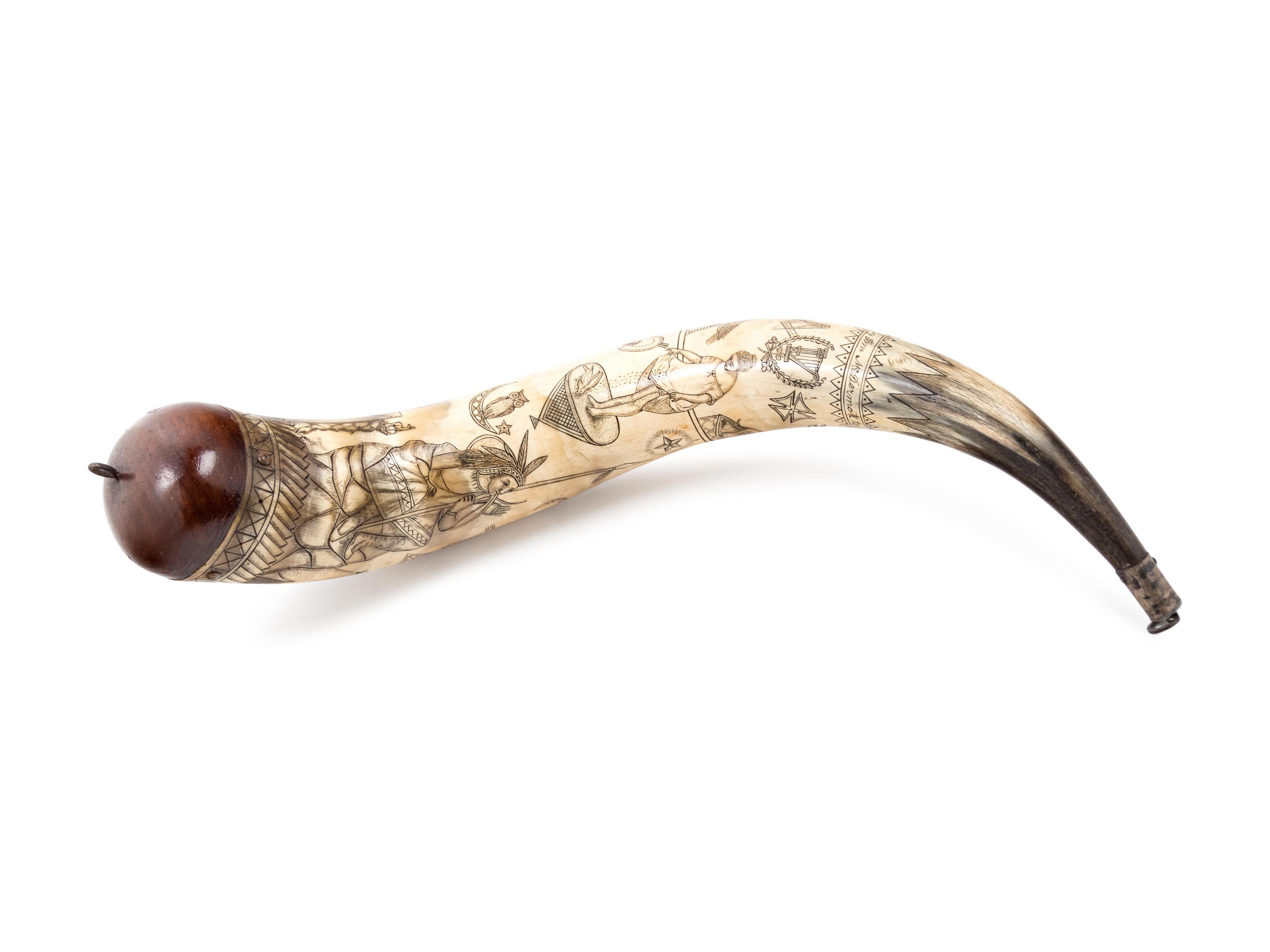 An American Carved Powder Horn