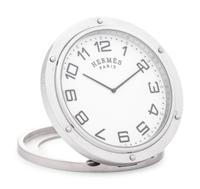 An Hermès Silver-Plate Desk Clock