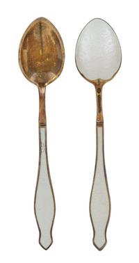 Two Sets of Scandinavian Silver, Various Makers, comprising seven Norwegian vermeil silver demitasse spoons and seven Royal Danish oyst