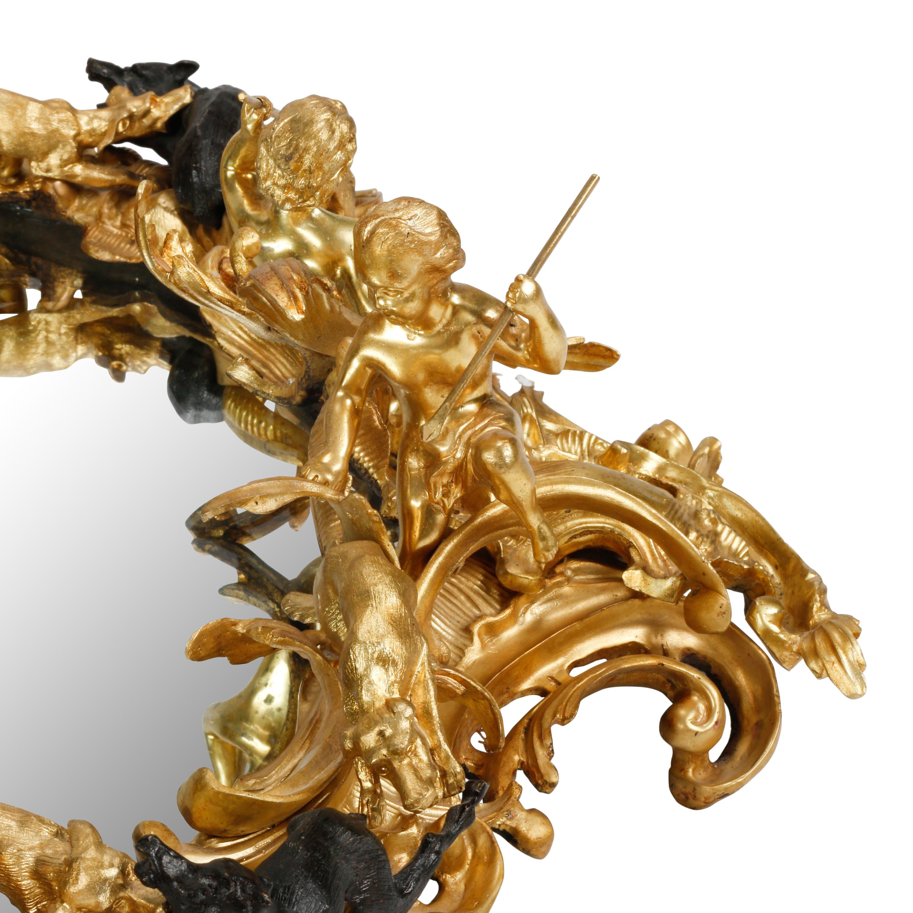 A Large Rococo Style Gilt and Patinated Bronze Surtout de Table