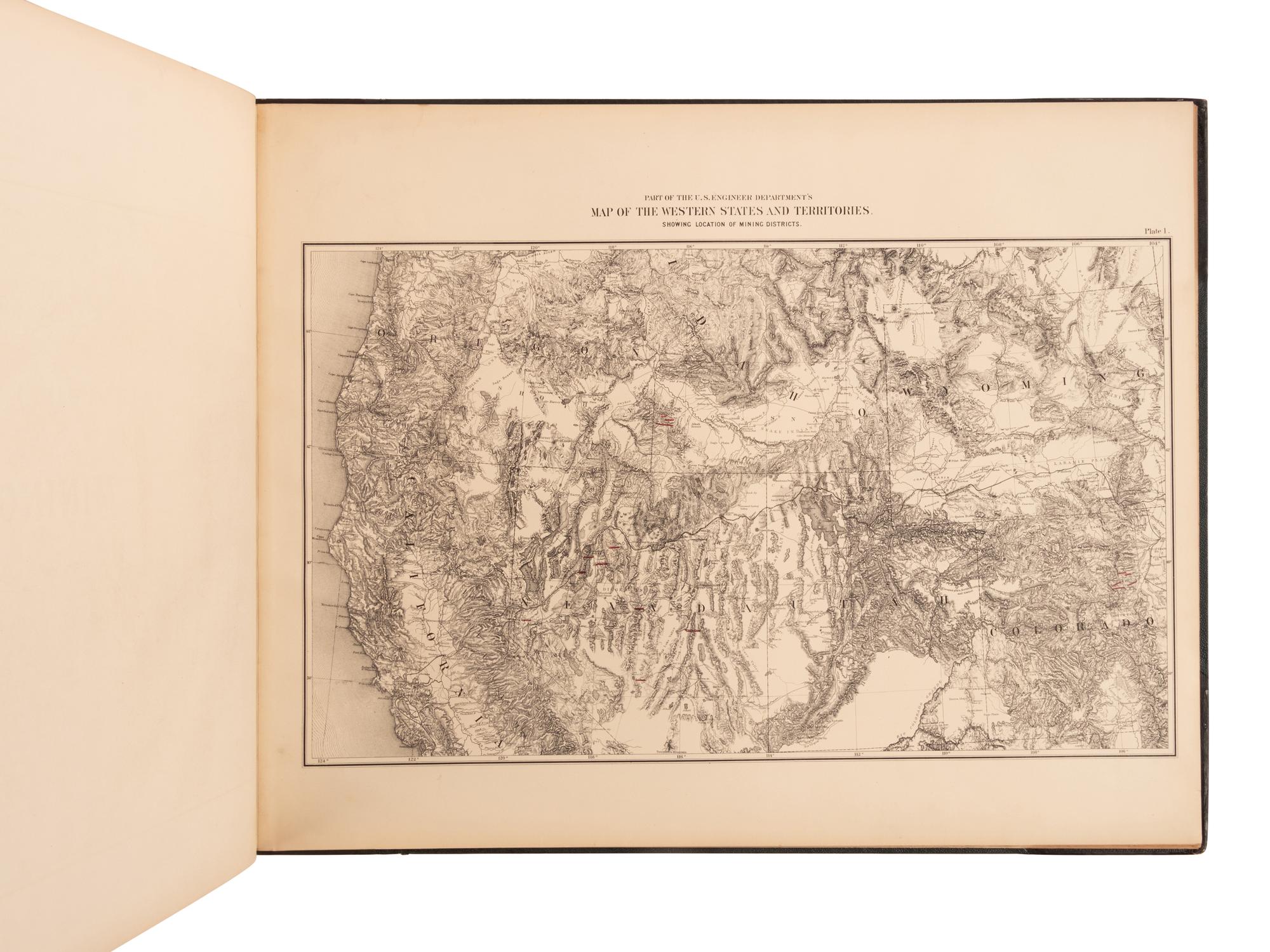 [NATURAL HISTORY]. KING, Clarence (1842-1901) and James D. HAGUE (1836-1908). United States Geological Exploration of the Fortieth Parallel. Mining Industry. Volume III. Washington, D.C.: Government Printing Office, 1870.
