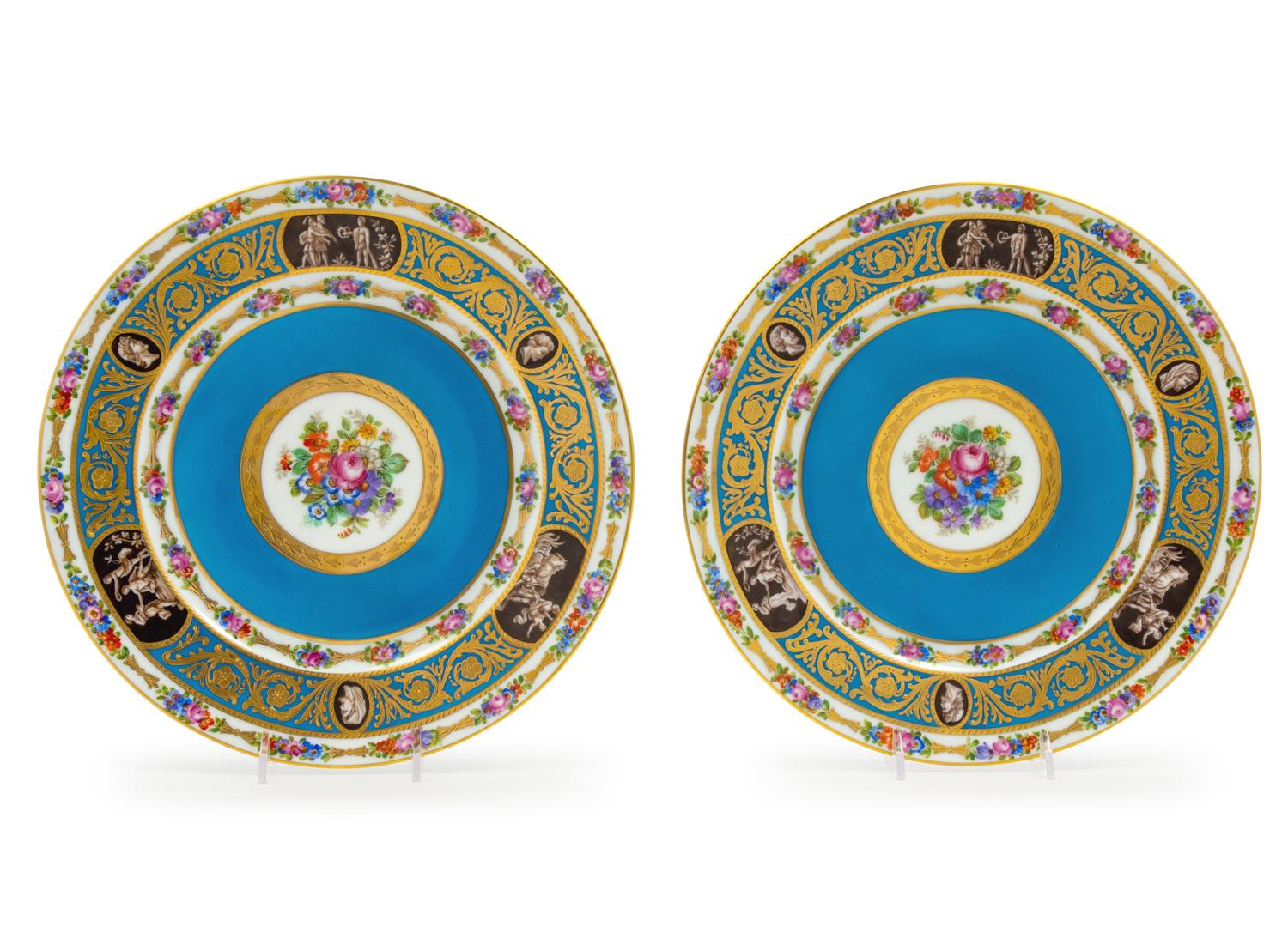 A Pair of Sèvres Style Porcelain Plates