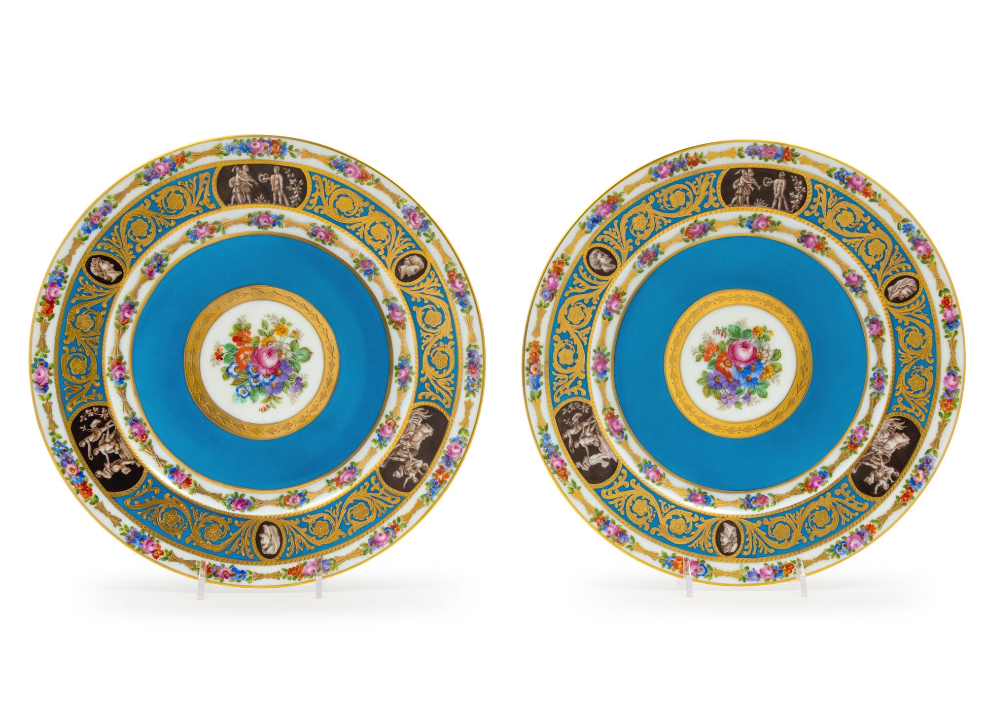 A Pair of Sèvres Style Porcelain Plates