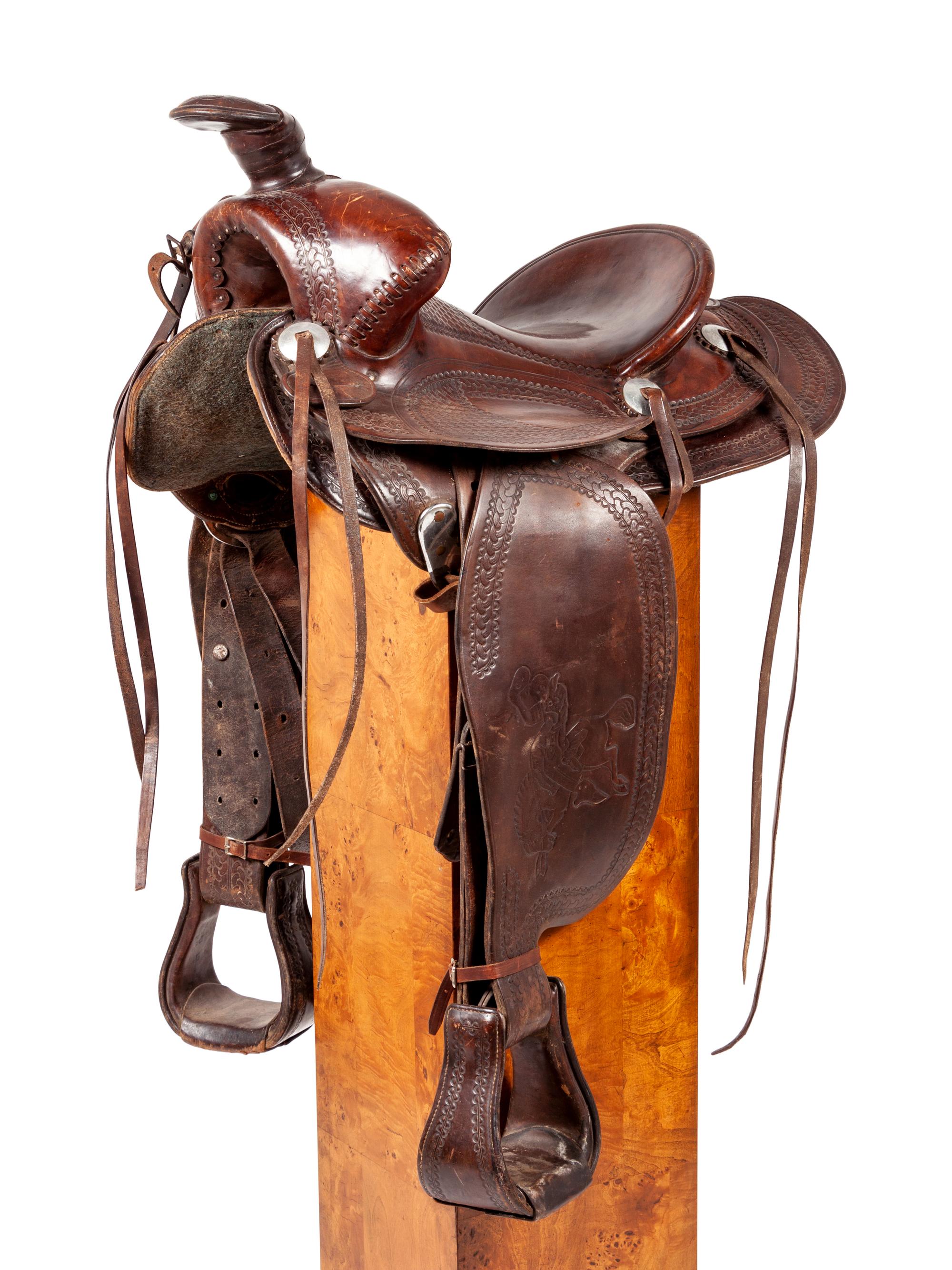 G.L. Lawrence Co. Tooled Roping Saddle