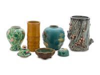 Five Chinese Polychrome Glazed Porcelain and Ceramic Wares