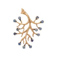 YELLOW GOLD AND SAPPHIRE TREE MOTIF BROOCH