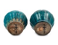 A Pair of Chinese Turquoise Glazed Stoneware Covered Jars