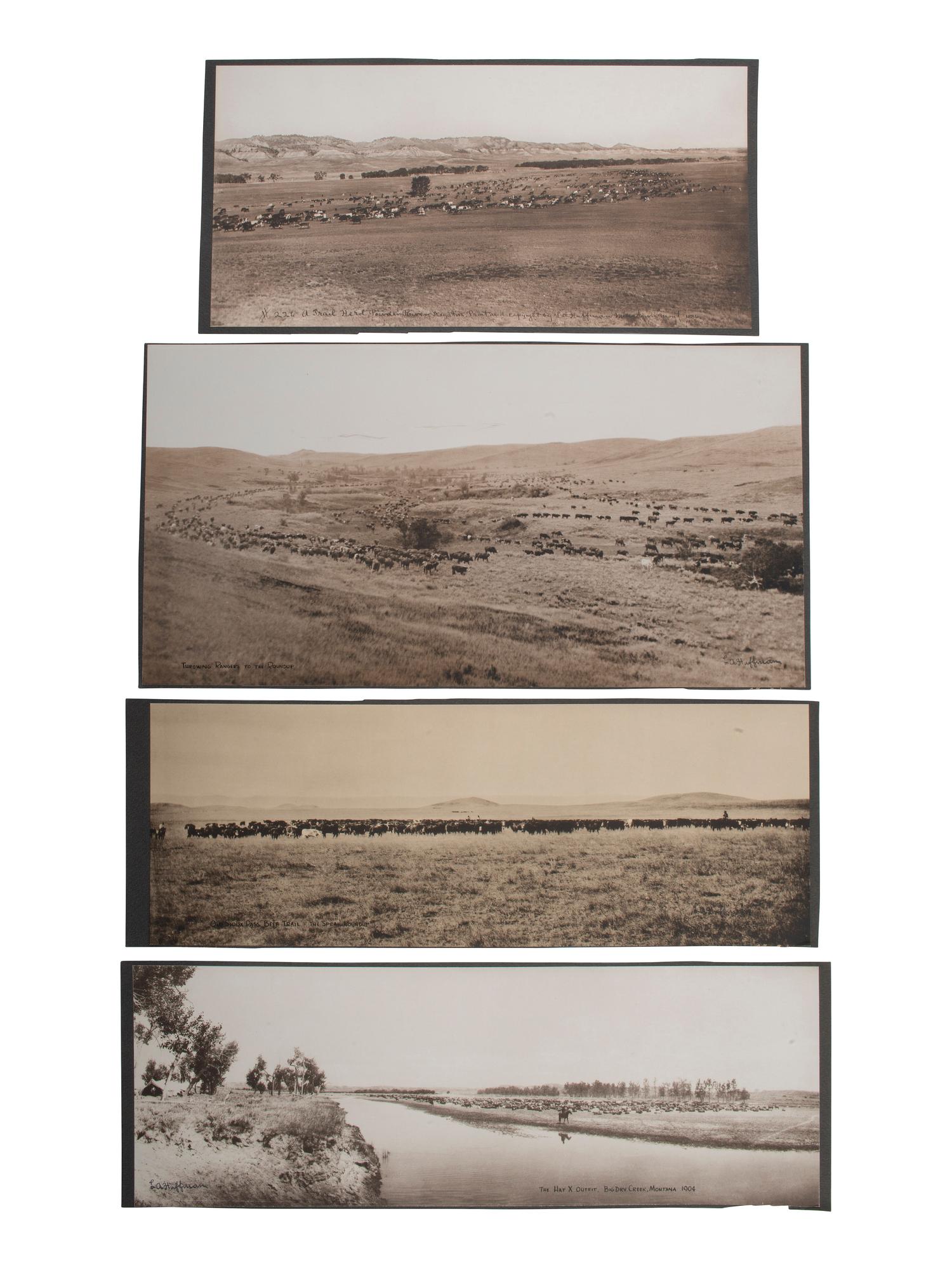 [WESTERN AMERICANA]. HUFFMAN, L.A., photog. 4 panoramic collotypes with western subject matter.