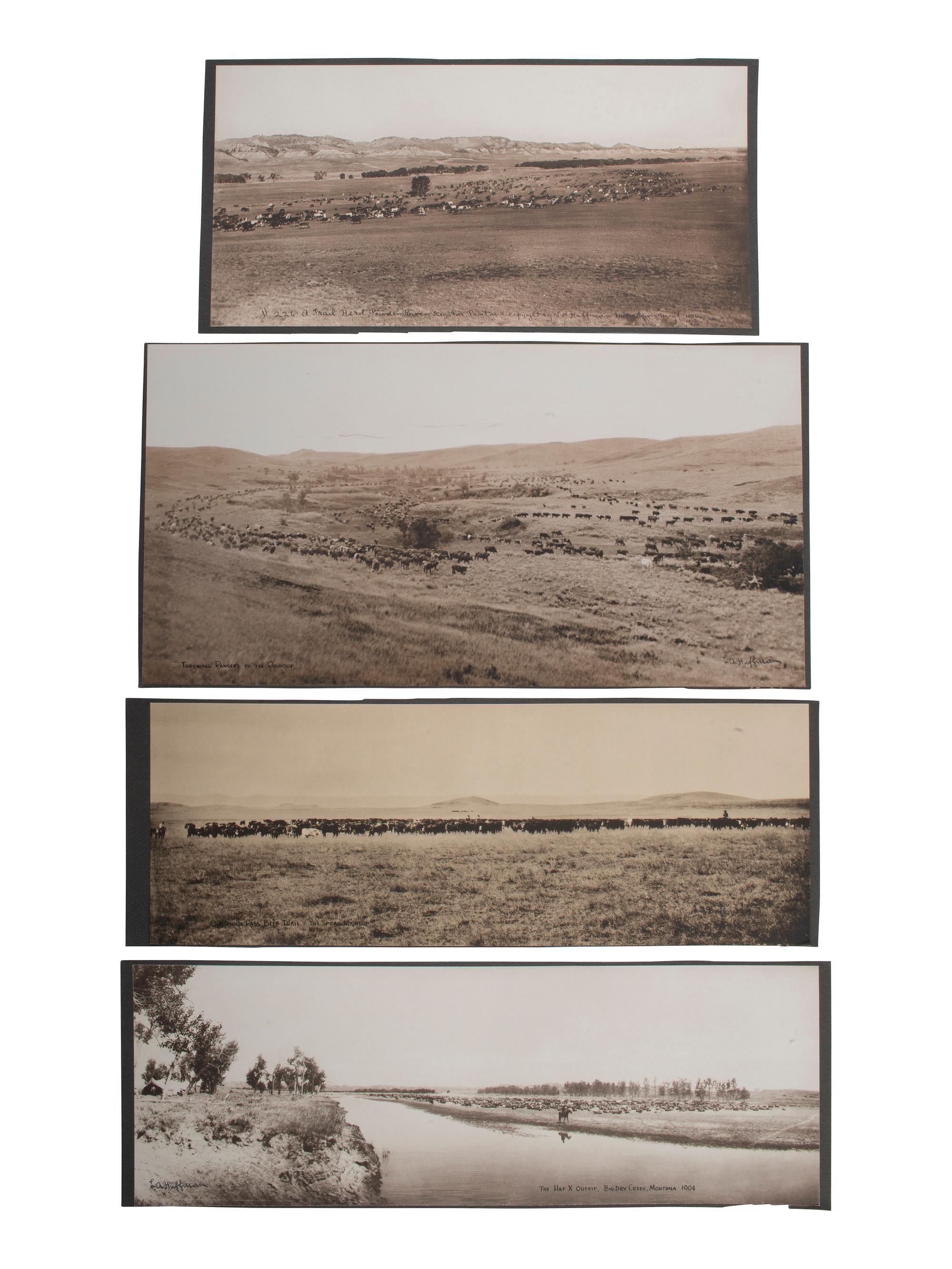 [WESTERN AMERICANA]. HUFFMAN, L.A., photog. 4 panoramic collotypes with western subject matter.