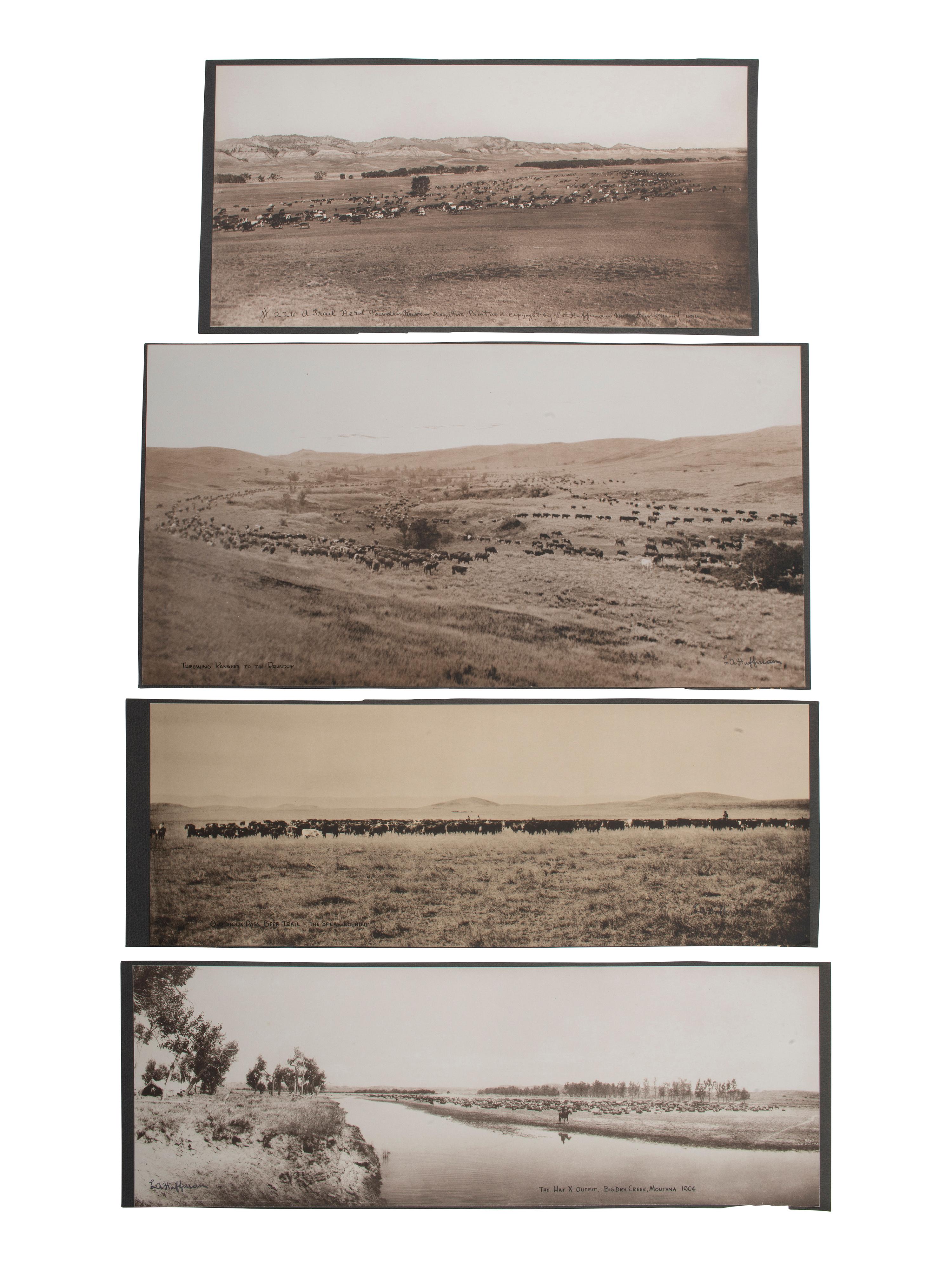 [WESTERN AMERICANA]. HUFFMAN, L.A., photog. 4 panoramic collotypes with western subject matter.