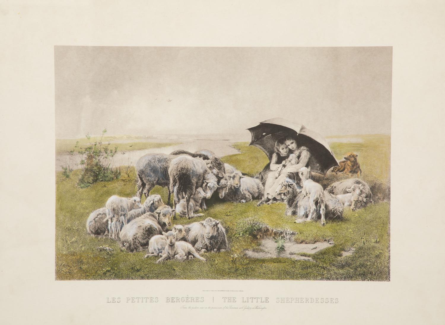 A Gilt Framed Print Frame, 30 1/4 x 38 1/2 inches. — The Little Shepherdesses