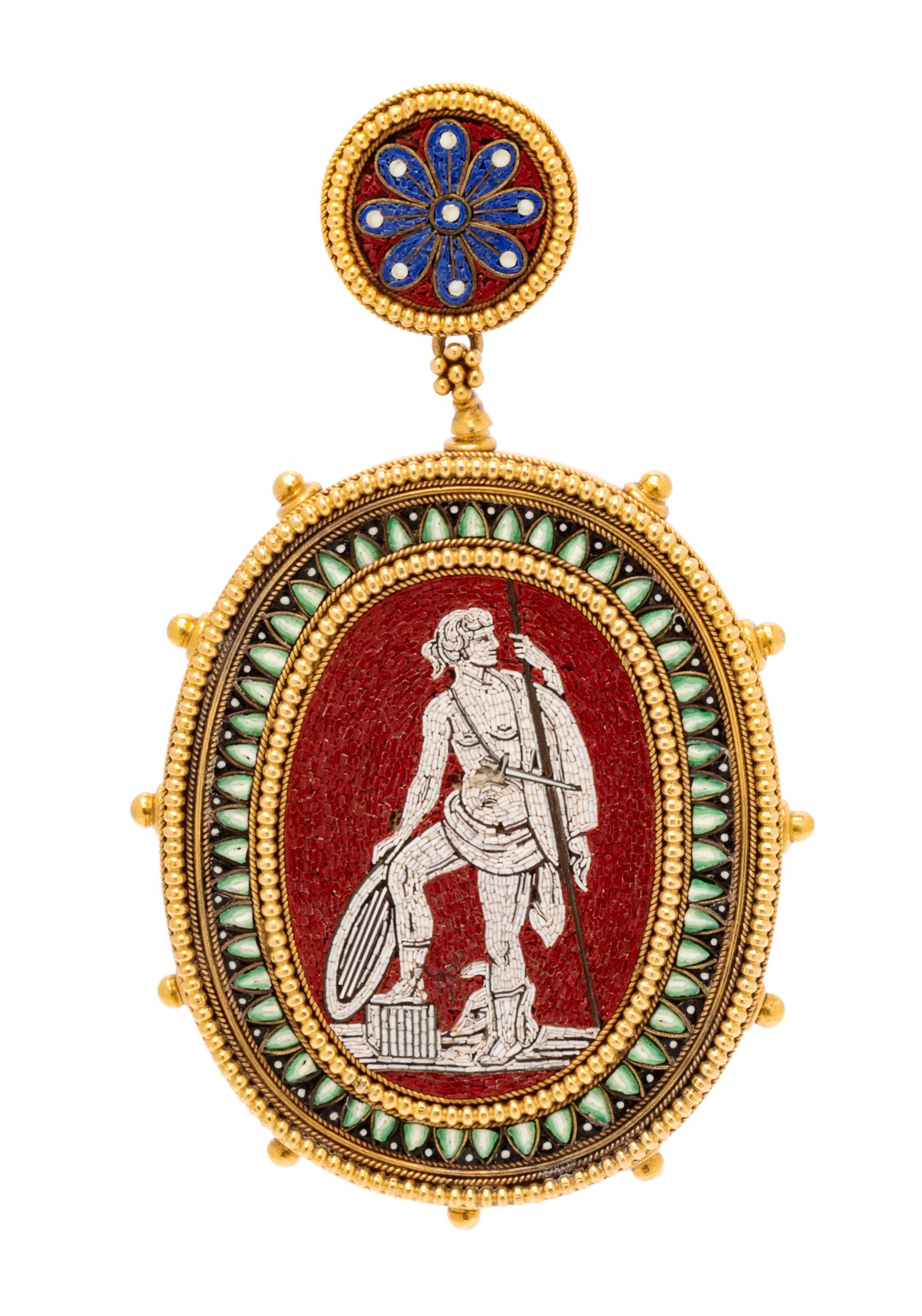 A Victorian Yellow Gold and Micromosaic Brooch, Italian and French, 23.20 dwts.