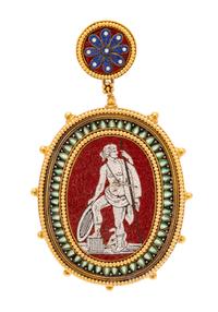 A Victorian Yellow Gold and Micromosaic Brooch, Italian and French, 23.20 dwts.