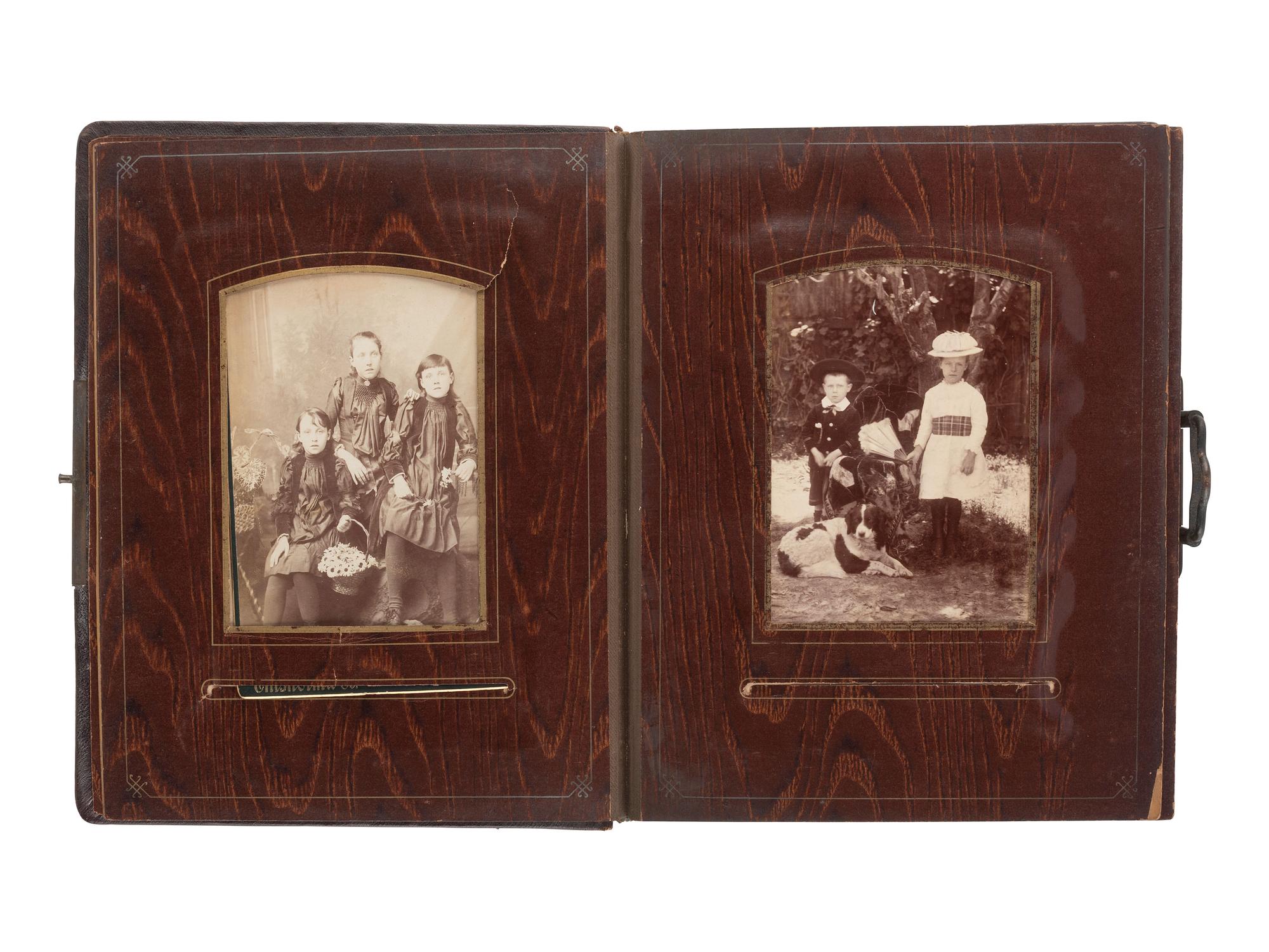 [EARLY PHOTOGRAPHY]. Four albums containing CDVs, tintypes, and cabinet cards of varying subjects.