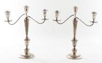 A Pair of American Silver Three-Light Candelabra, Alvin Height 9 1/2 inches. — 20TH CENTURY