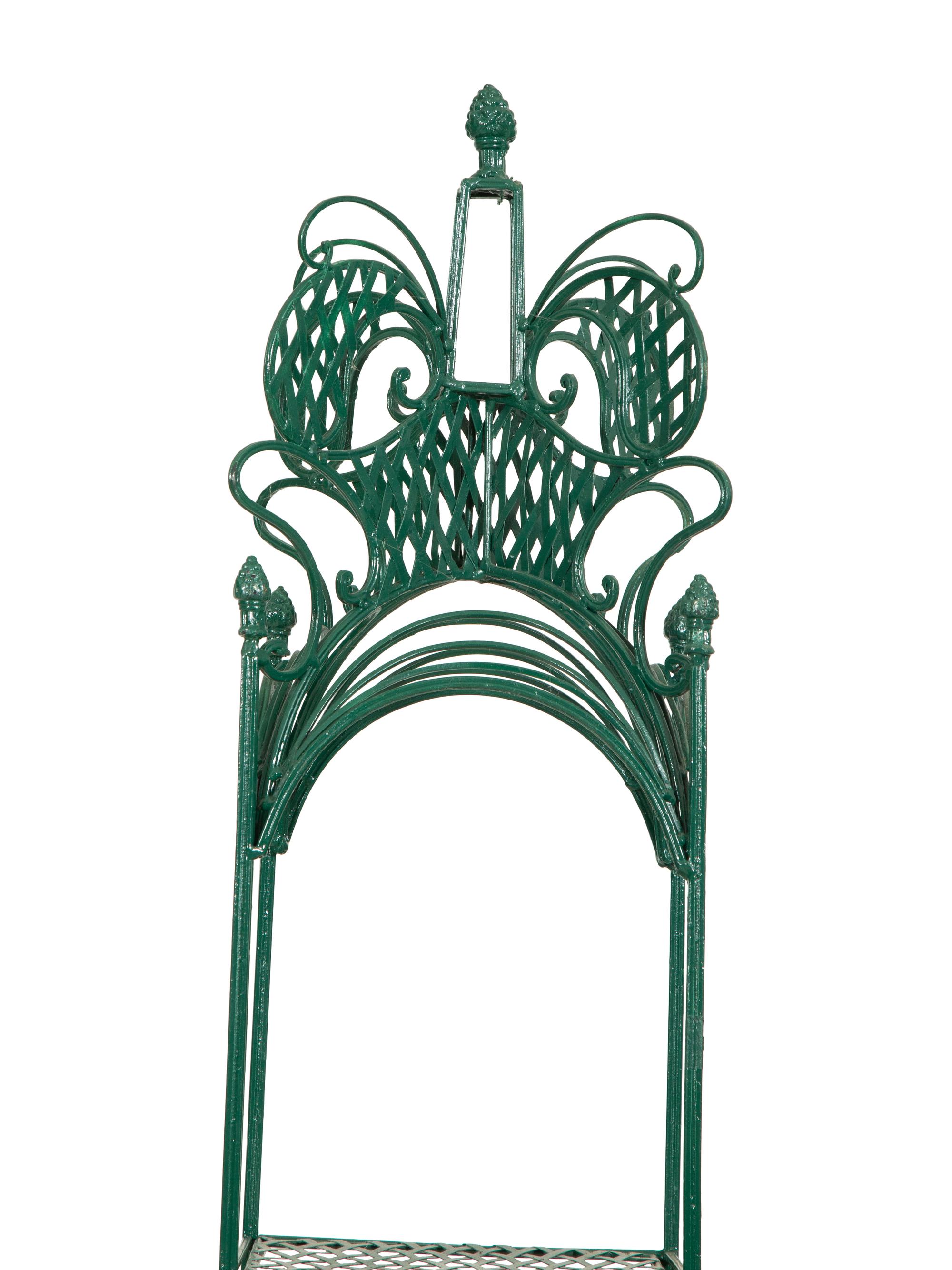 A Victorian Green-Painted Wrought Iron Etagere