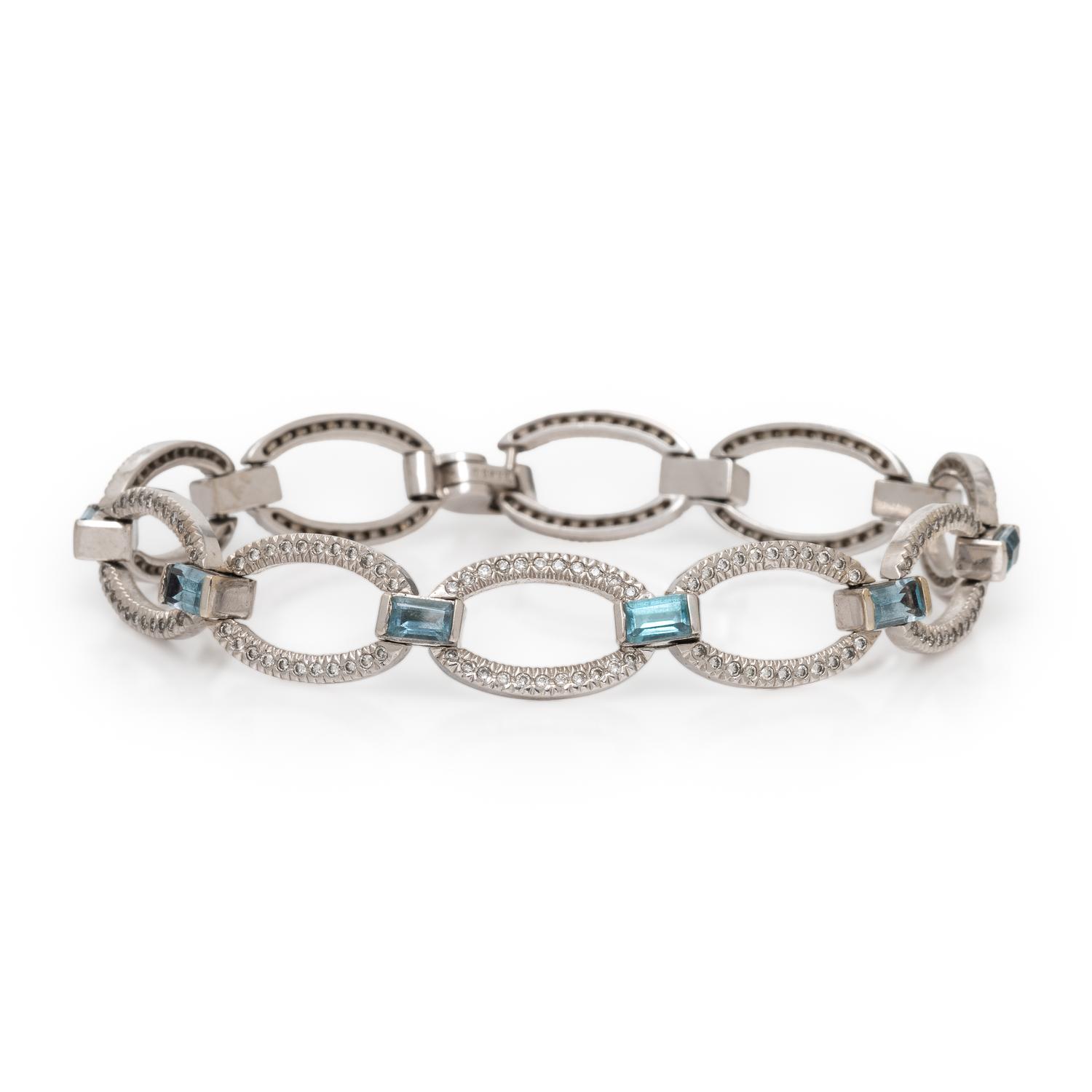Blue Topaz and Diamond Bracelet