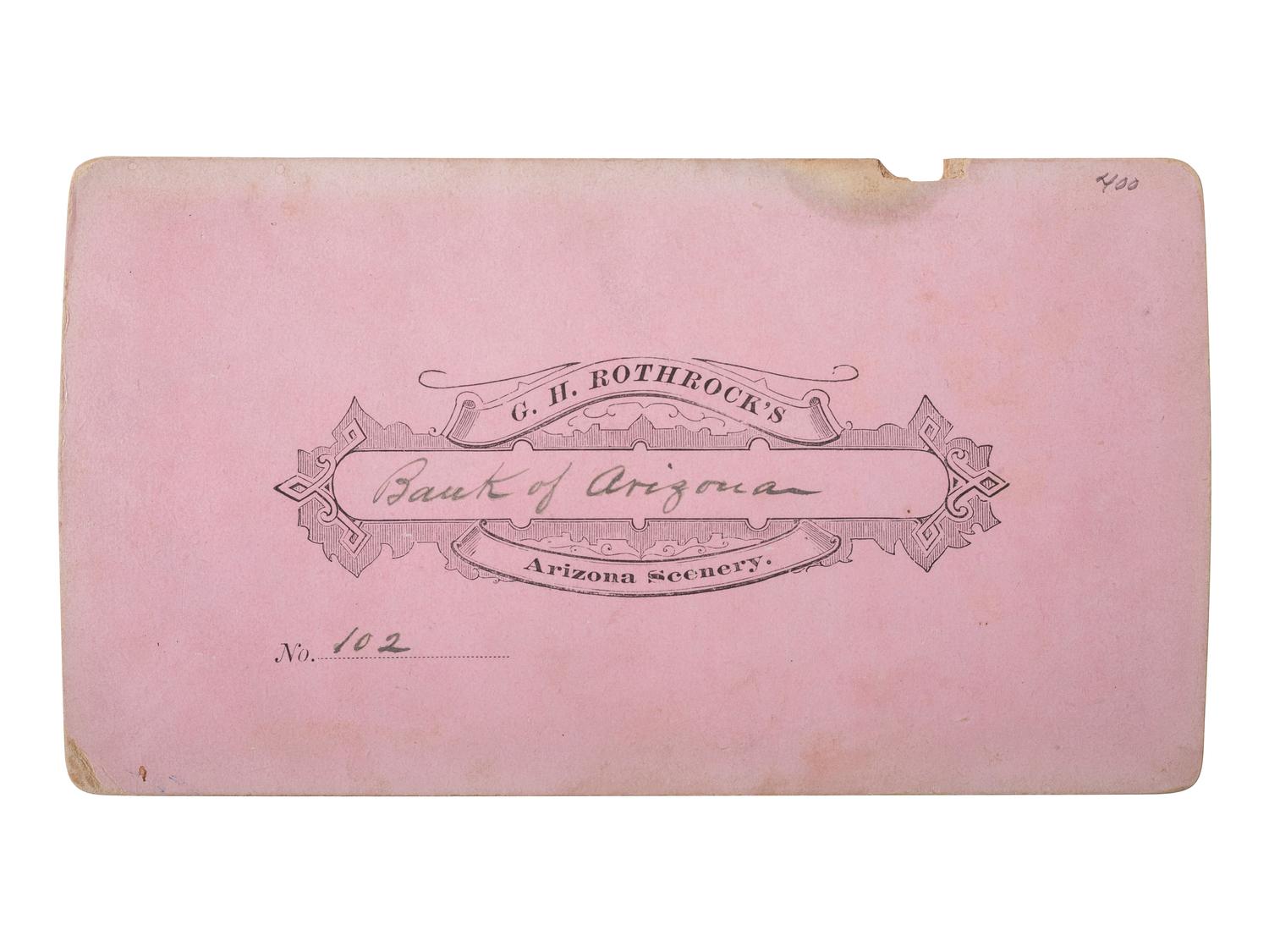 [WESTERN AMERICANA] -- [ARIZONA]. ROTHROCK, G.H. (1843-1924), photographer. Bank of Arizona [Prescott, Arizona Territory].