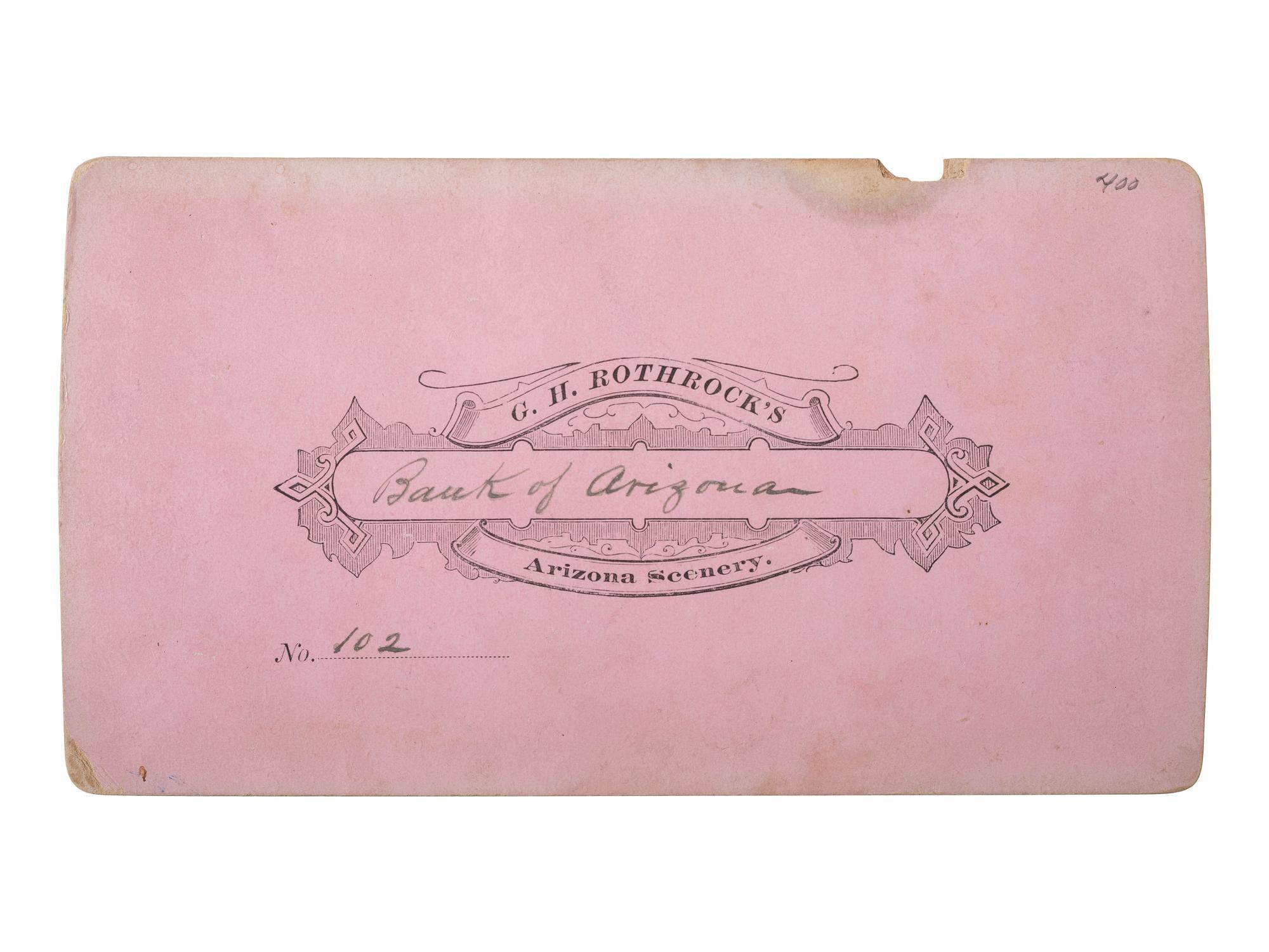 [WESTERN AMERICANA] -- [ARIZONA]. ROTHROCK, G.H. (1843-1924), photographer. Bank of Arizona [Prescott, Arizona Territory].