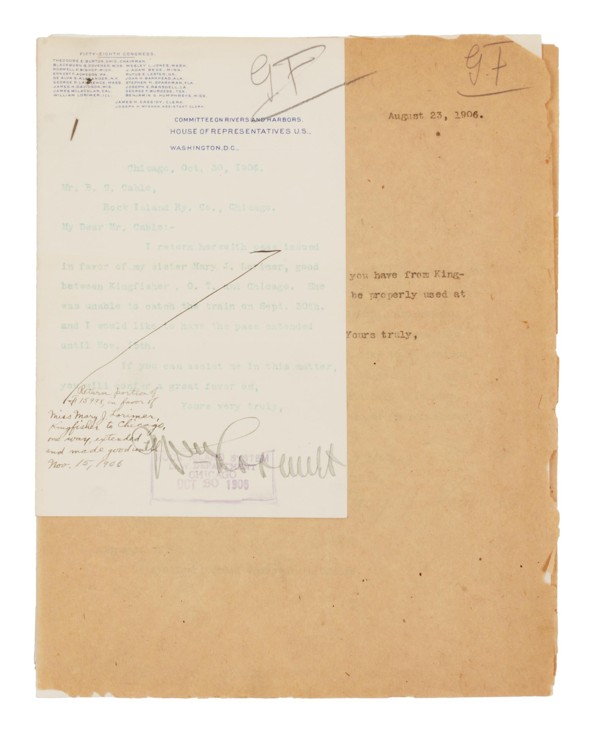 LORIMER, William (1861-1934). An archive of correspondence.