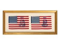 [FLAGS]. 44-Star American campaign flags promoting Grover Cleveland & Benjamin Harrison. 1892.