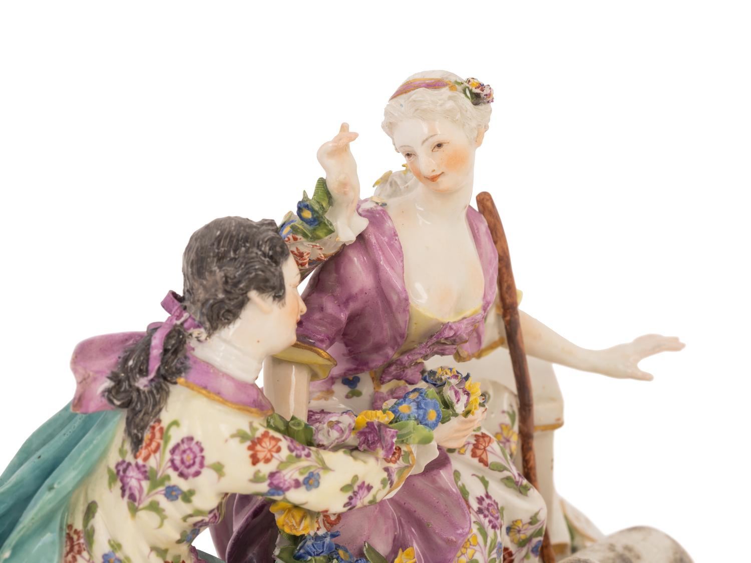 A Meissen Porcelain Figural Group of a Shepherd and Shepherdess