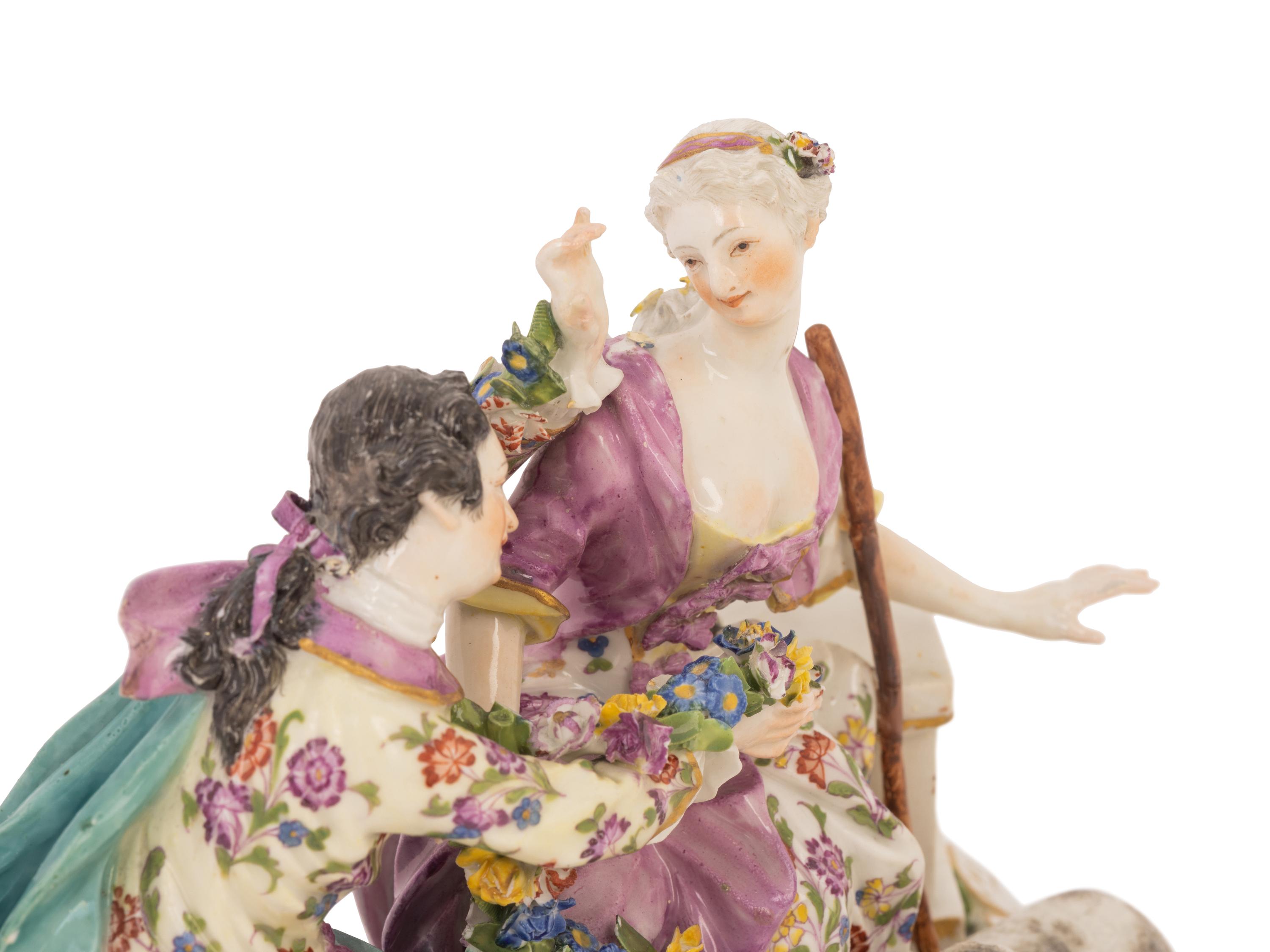 A Meissen Porcelain Figural Group of a Shepherd and Shepherdess