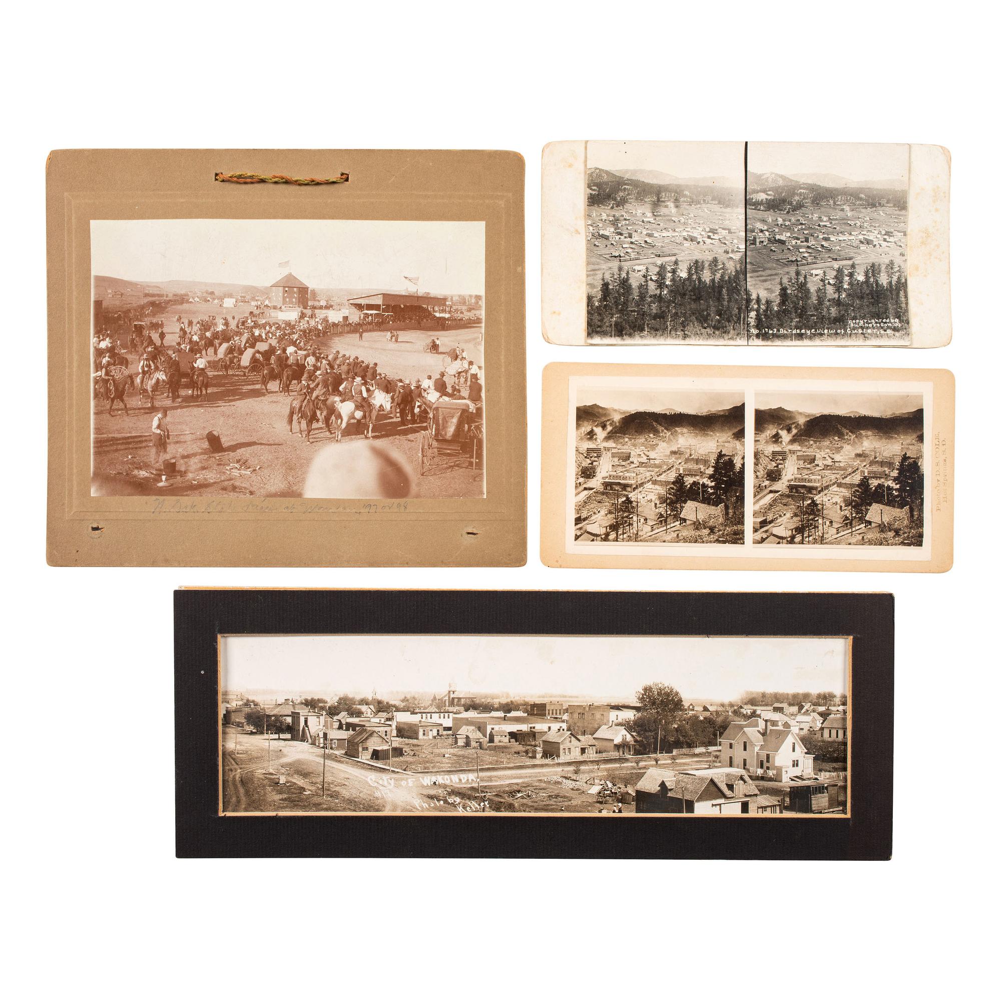 [WESTERN AMERICANA]. A group of stereoviews, albumens, and silver gelatin photographs taken in North Dakota, South Dakota, Montana, Wyoming, and Utah, with Mormon interest, comprising: