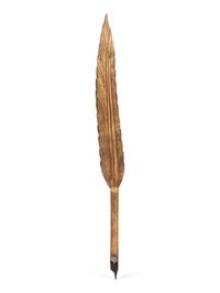 A Wooden Parcel Gilt Quill Weather Vane Fragment