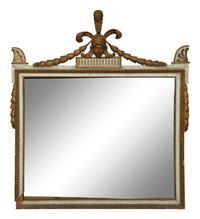 A North Italian Neoclassical Grey-Painted and Parcel-Gilt Overmantel Mirror