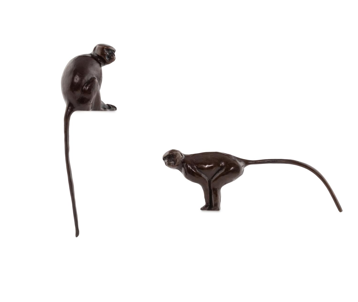 A Pair of Donald Greig Bronze Monkey Figures
