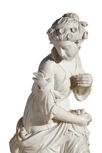 An Italian Marble Figure of a Woman with a Bird