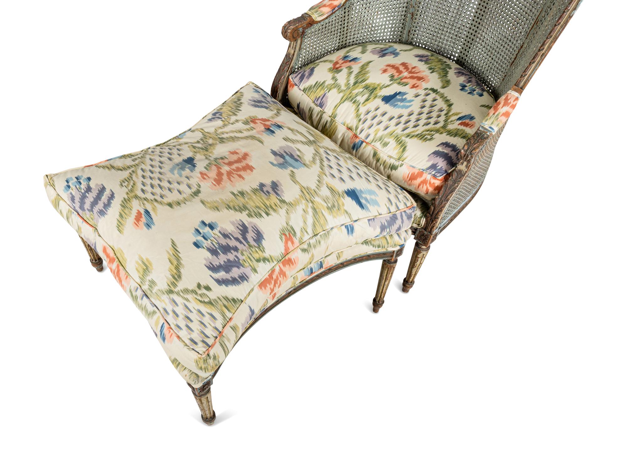 A Louis XVI Style Blue-Painted Duchesse Brisée