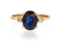 A 14 Karat Yellow Gold, Sapphire and Diamond Ring, 1.30 dwts.