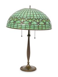 A Tiffany Studios Favrile Glass and Bronze Pomegranate Lamp — EARLY 20TH CENTURY