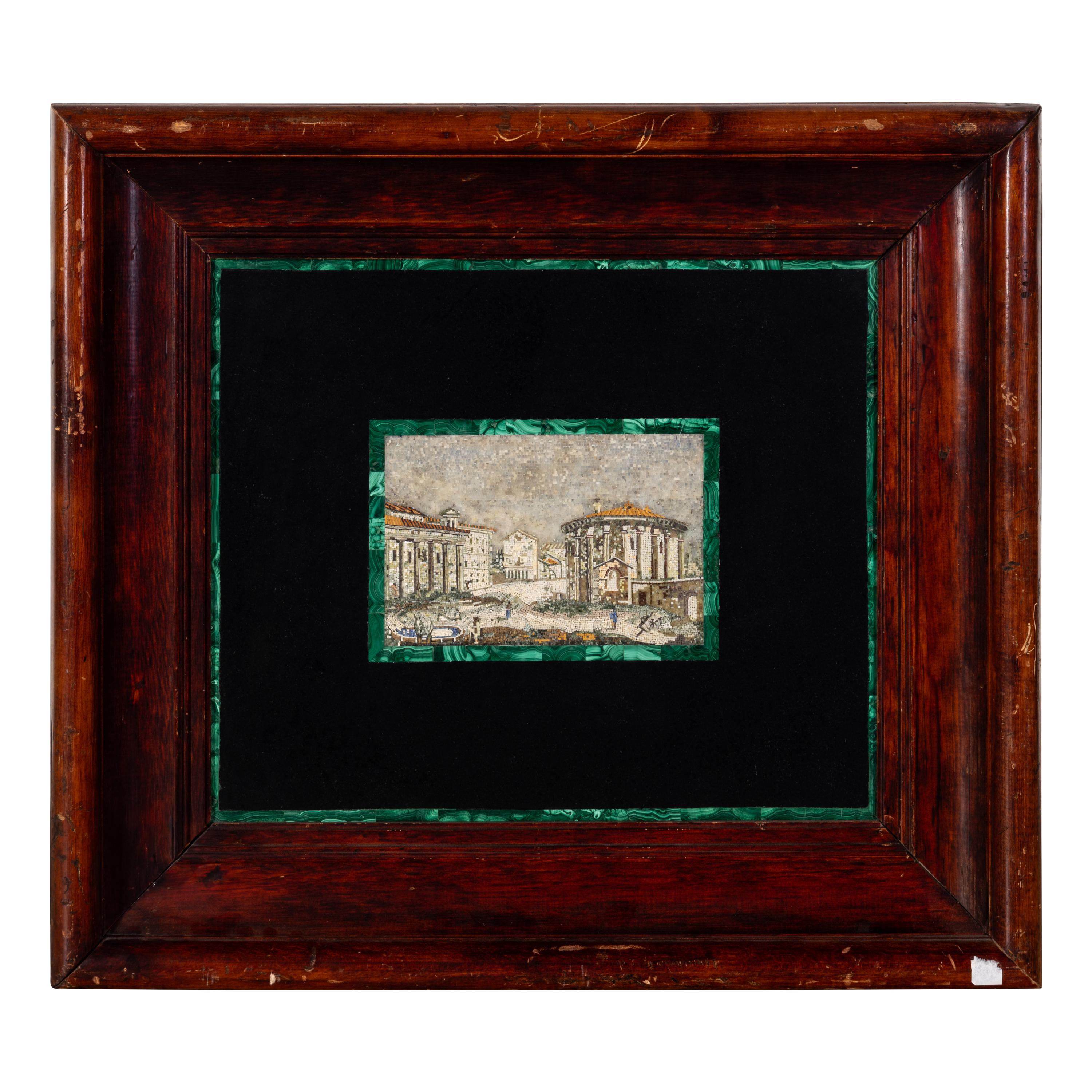 A Pair of Italian Micromosaic Panels of a Roman Temple